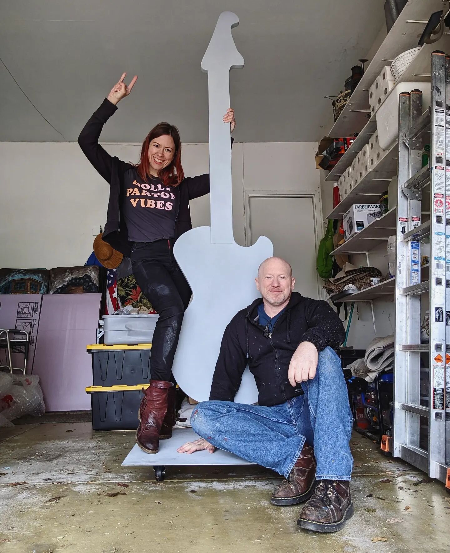 Dante and I are READY TO ROCK! We are collaborating on painting an 8' guitar for Downtown Joliet's 2023 Interactive Street Art Exhibit&nbsp;&quot;Ready to Rock!&quot; Keep your eyes 👀 on my page and stories for updates and info about the unveiling e
