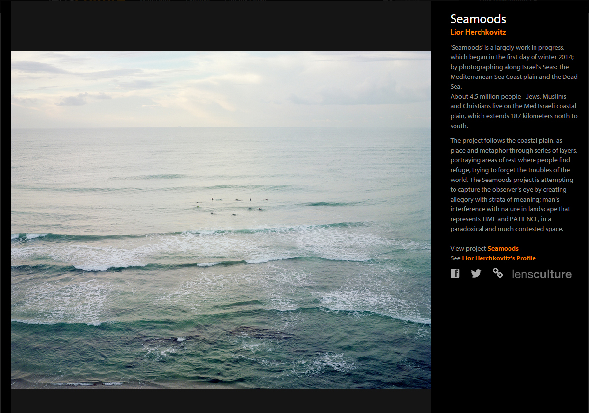 Lens Culture , July 12, 2015 | Lior Herchkovitz has been invited by the Lens Culture's team to publish his 'Seamoods' ongoing project. View Here
