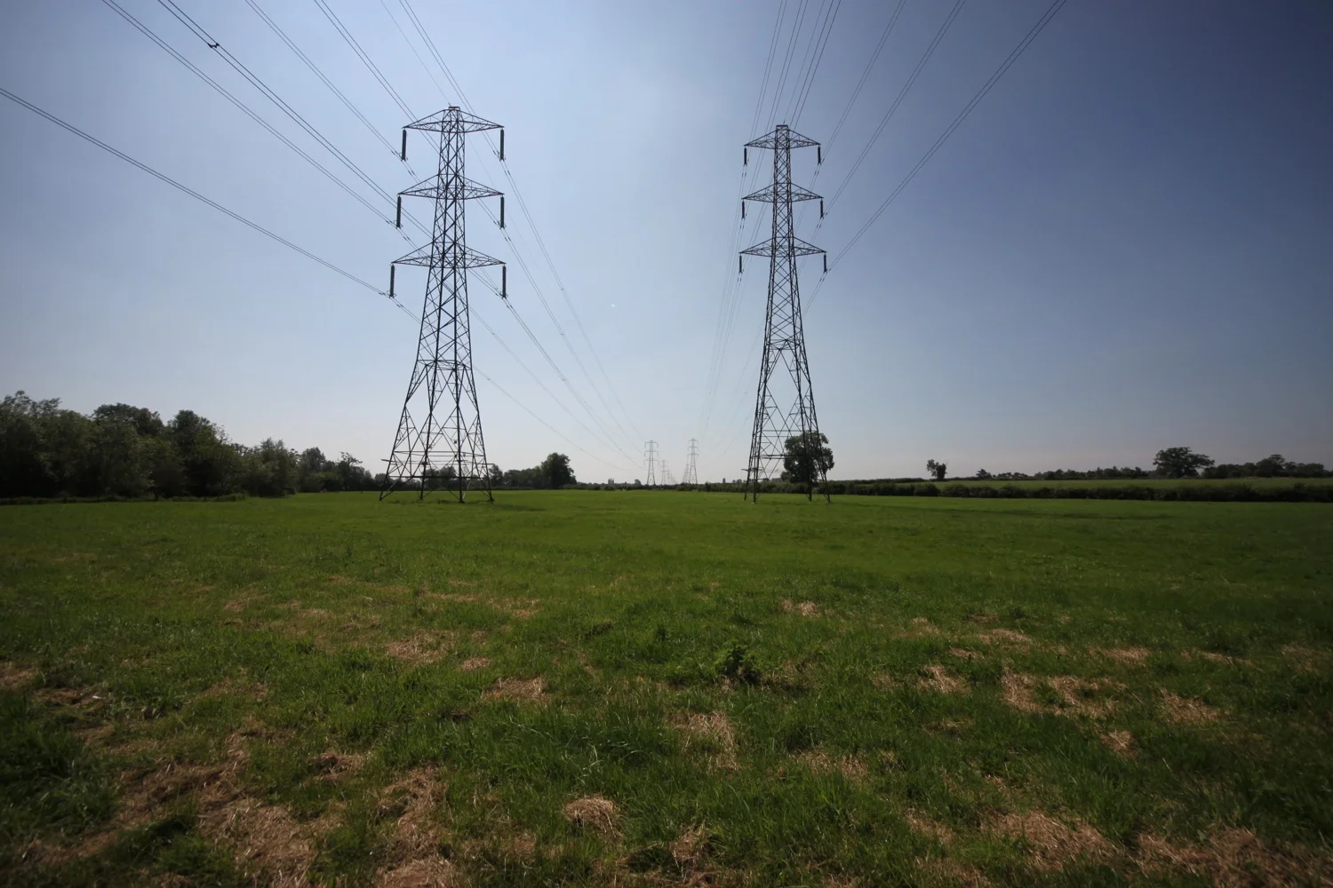 power lines stretch into the distance