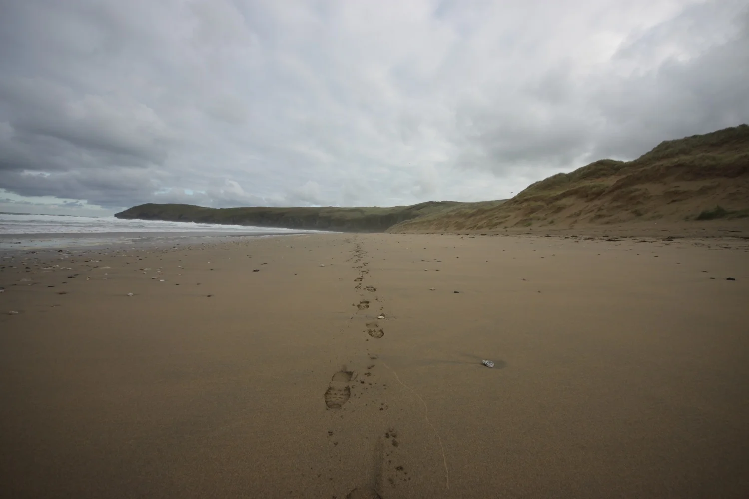 footsteps on perran beach