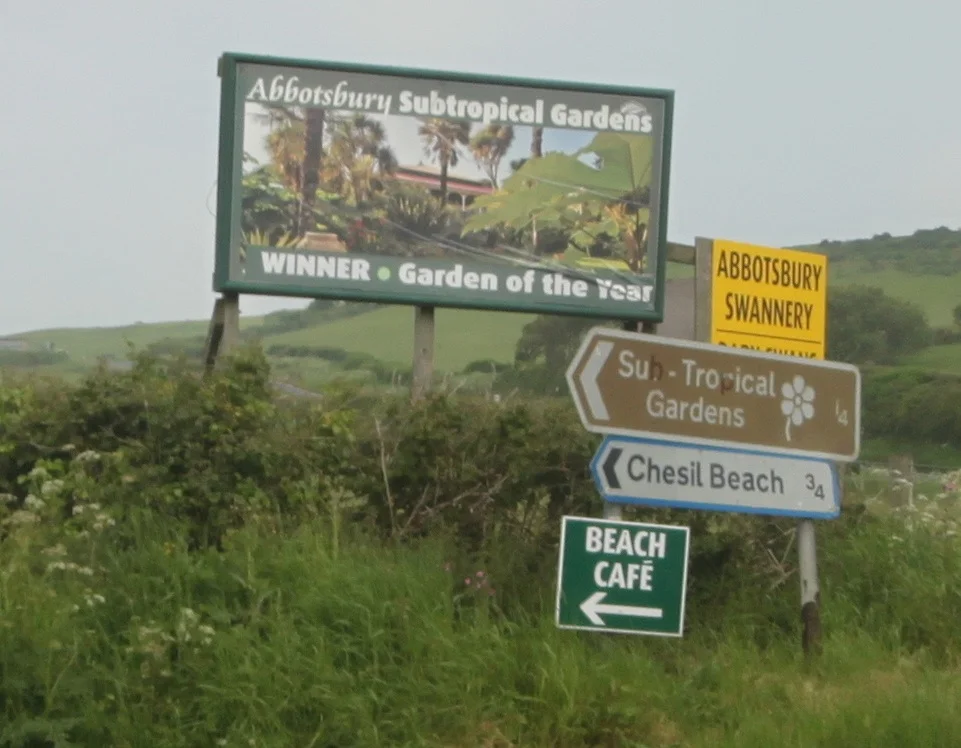 sign for chesil beach