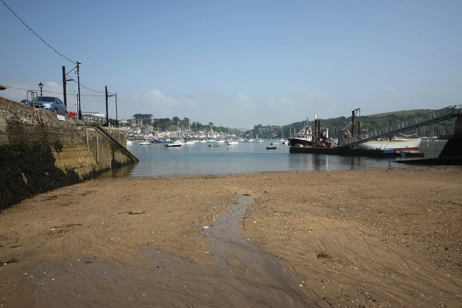sandy beach at polruan quay