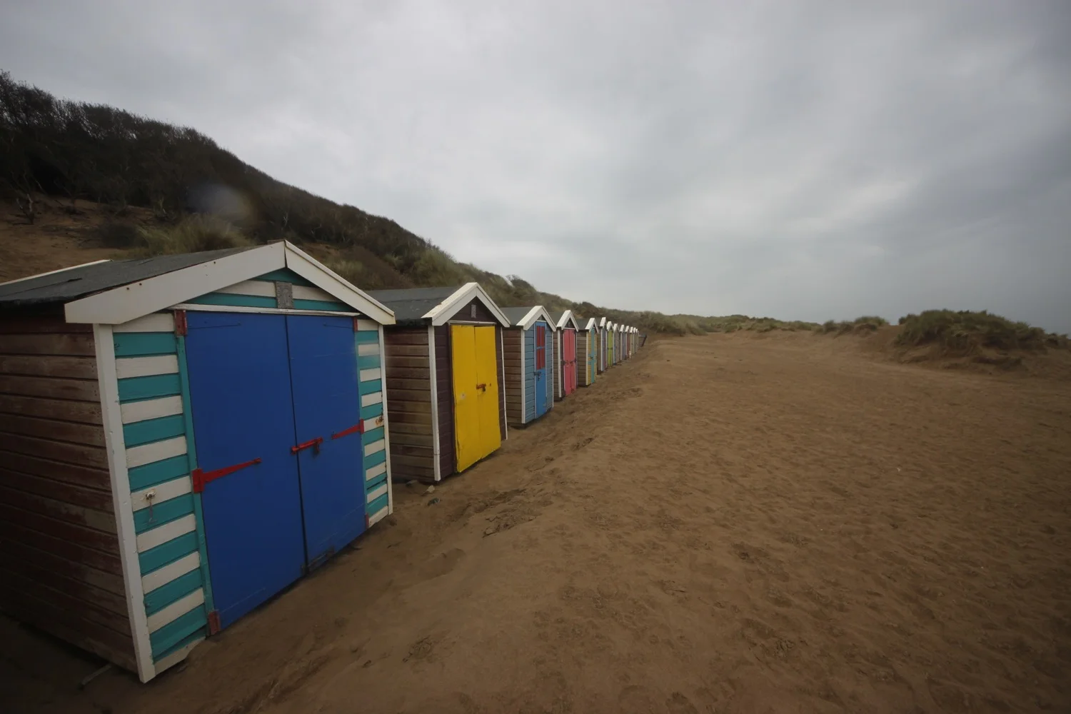 colourful beach huts