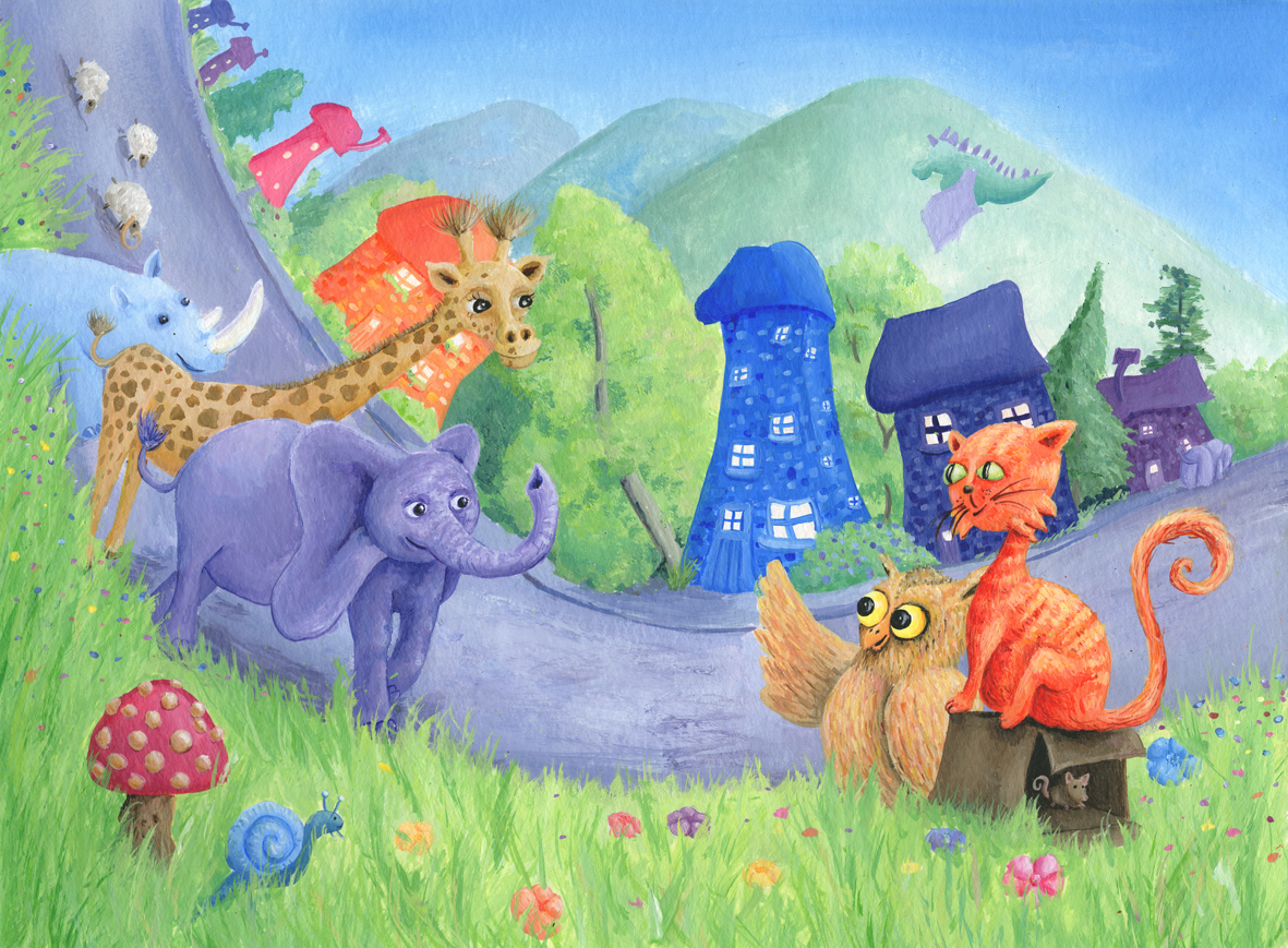 Imaginary Double page spread from imaginary picture book