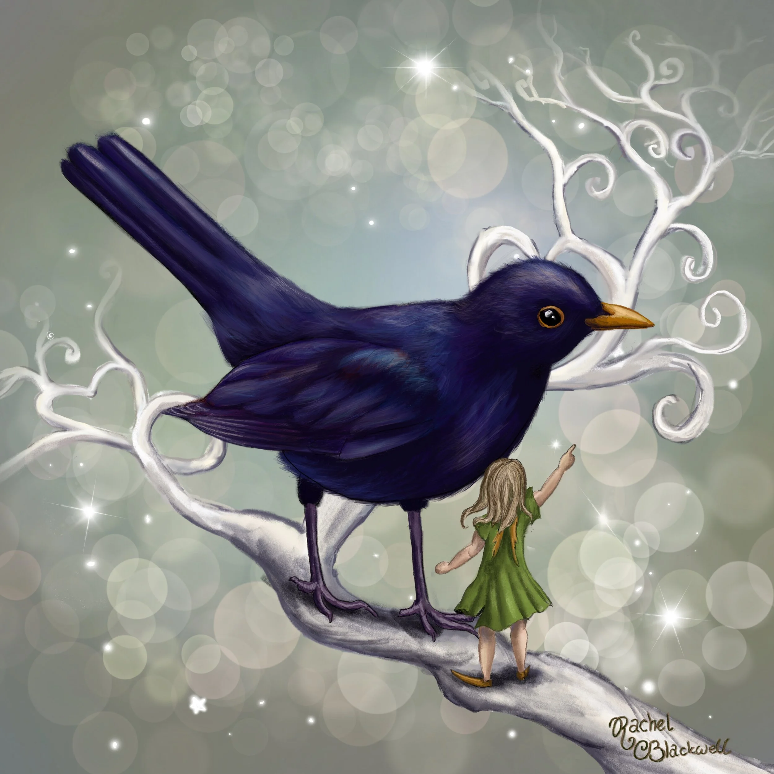 The Fairy and the blackbird.