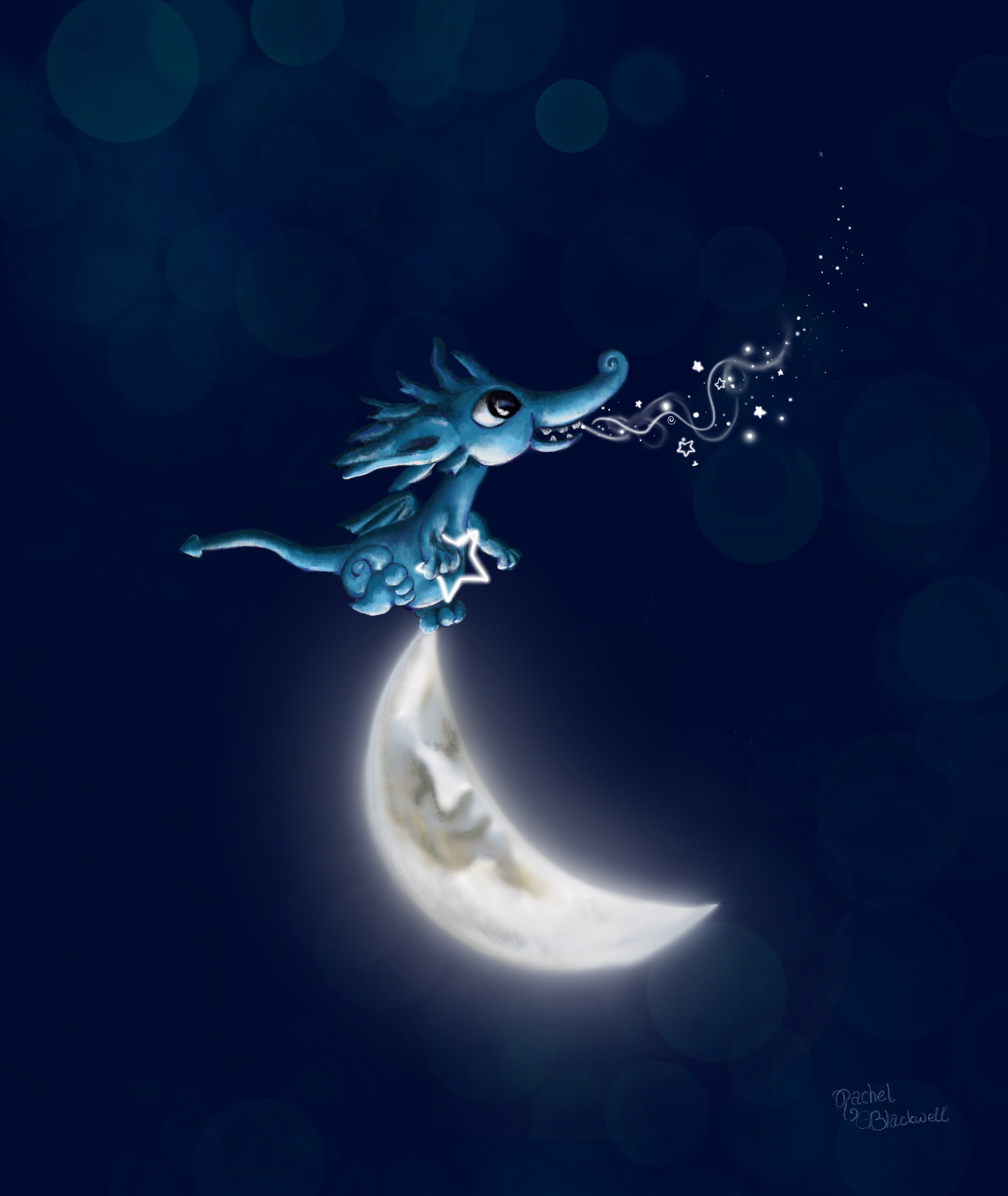 The day little dragon discovered the magic of moon dust and star light. 