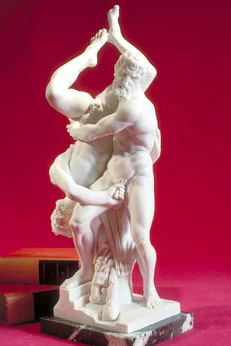 The sculpture "The Labours of Hercules" by Vincenzo de' Rossi.
