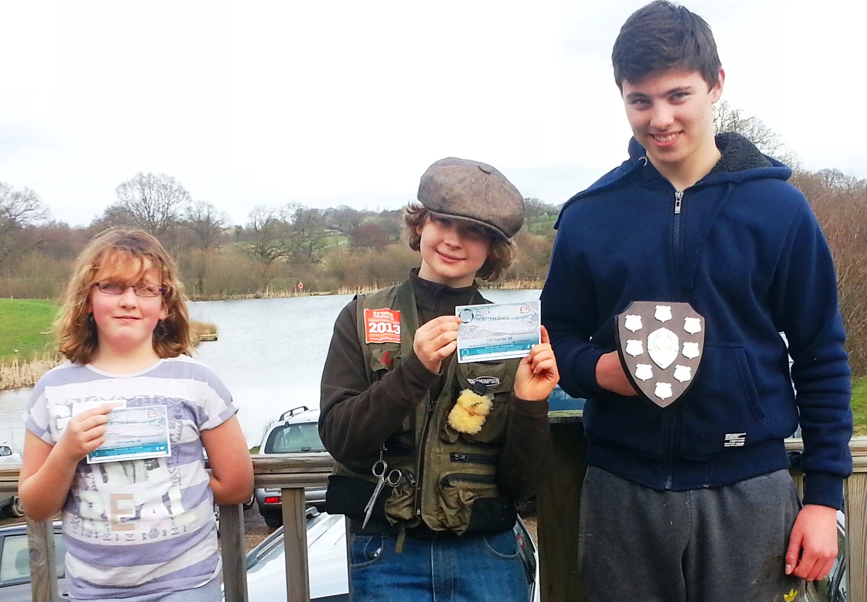 Sam Tester (aged 14 on right) winner of Junior Troutmasters final