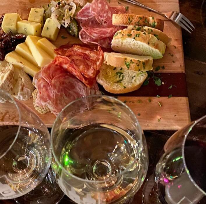 ☀️Wine-ing down after a hot one with bites &amp; flights. 🧀 🍷Cheers!