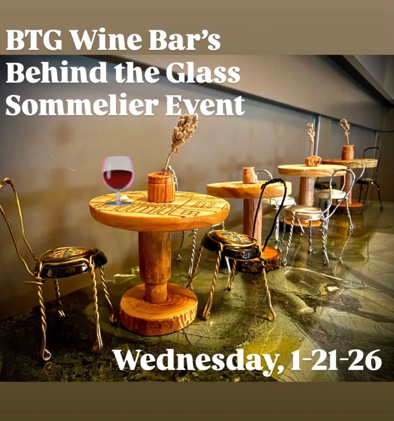 BTG Wine Bar is proud to present Behind the Glass ~ a detailed look (and taste!) of 3 new wines. 

Join our sommelier Louis for discussion, notes, and pairing suggestions! 

Reservations are required; please call 801-359-2814. Cheers! 🍷