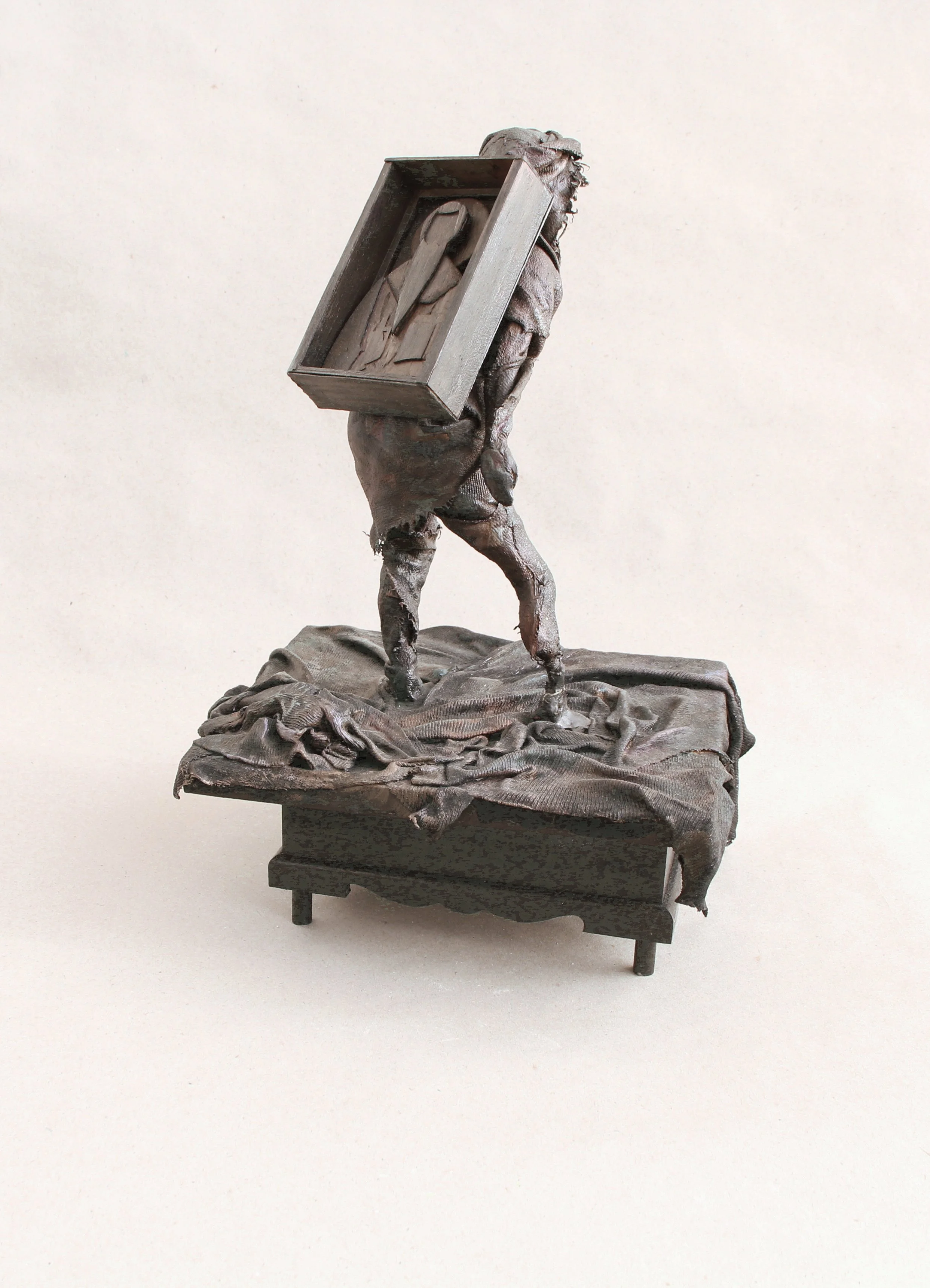 The Traveller , wire, clay, fabric and acrylic paint, 2016