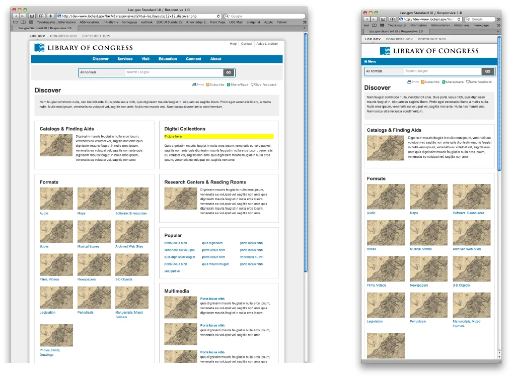 We have finally begun the process of designing all new pages, and converting thousands of others, responsively, and for all mobile devices. Once the templates were built with CSS and HTML5, I worked closely with developers to noodle and tweak the images and captions, defining break-points and hierarchy of page elements.