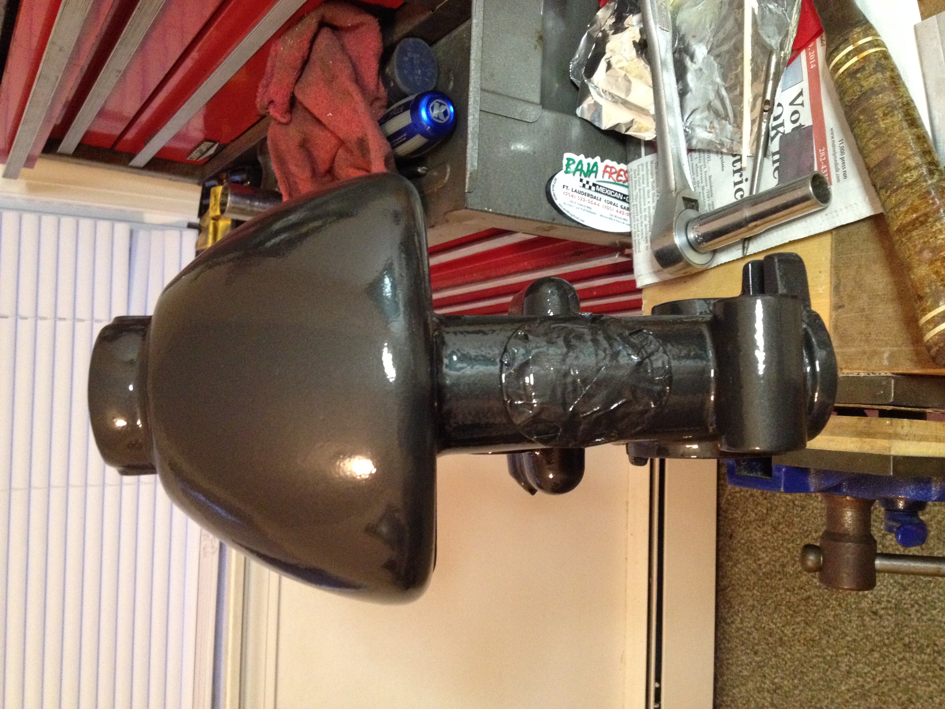  After a full paint stripping, the new Rustoleum hammered paint job in black....a modern twist on a classic machine. 