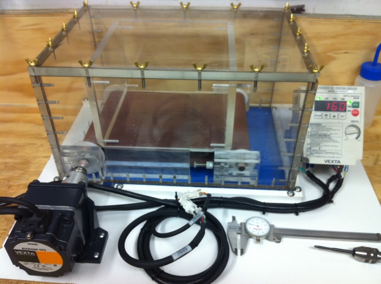 The completed treadmill prototype after its first bench test.