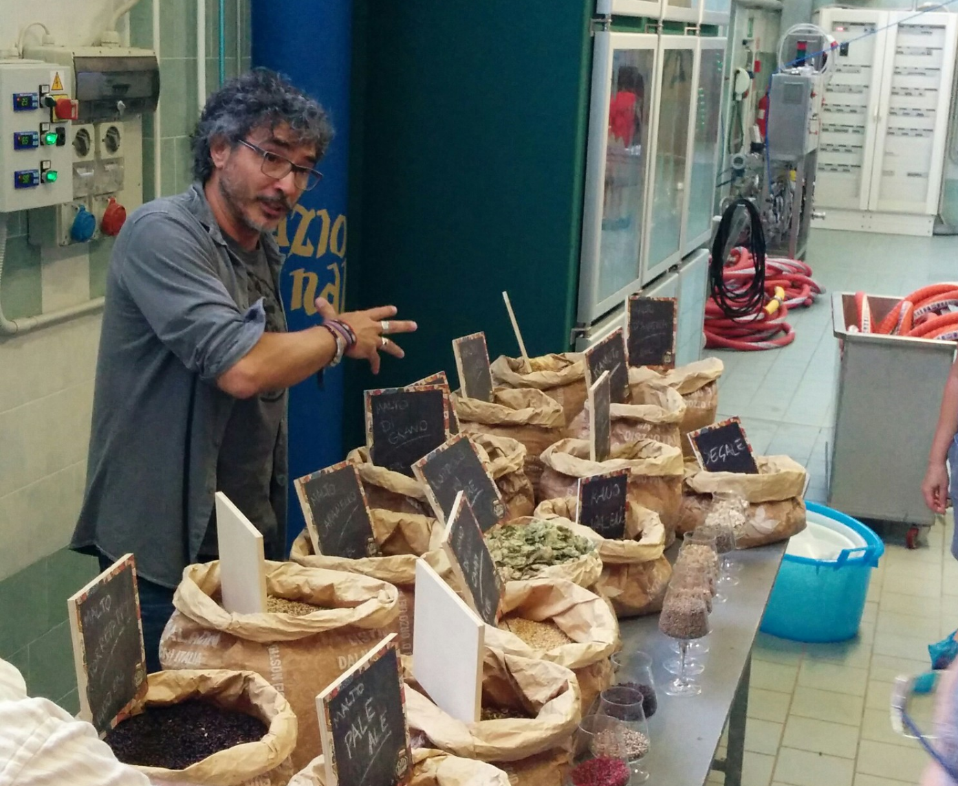 teo explaining how to make beer in his brewery