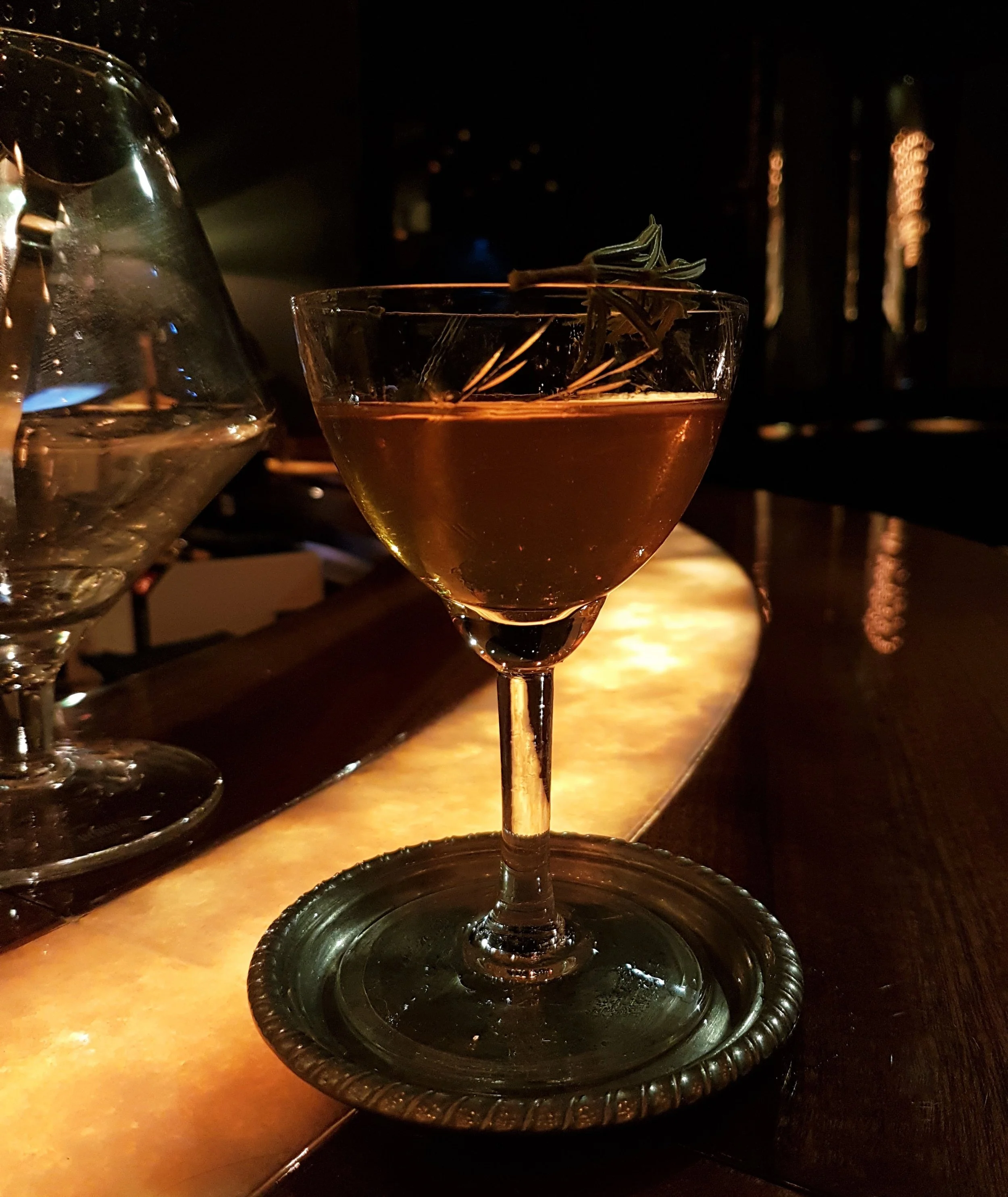 Fairy Pools: Talisker Storm, Drouin Calvados, Macchia Vermouth Rosso, grapefruit bitter, hibiscus and lime cordial