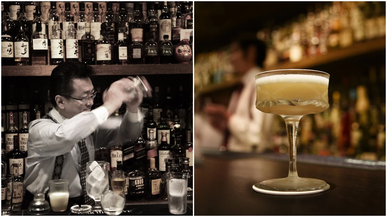 Ueno shows how to shake a cocktail