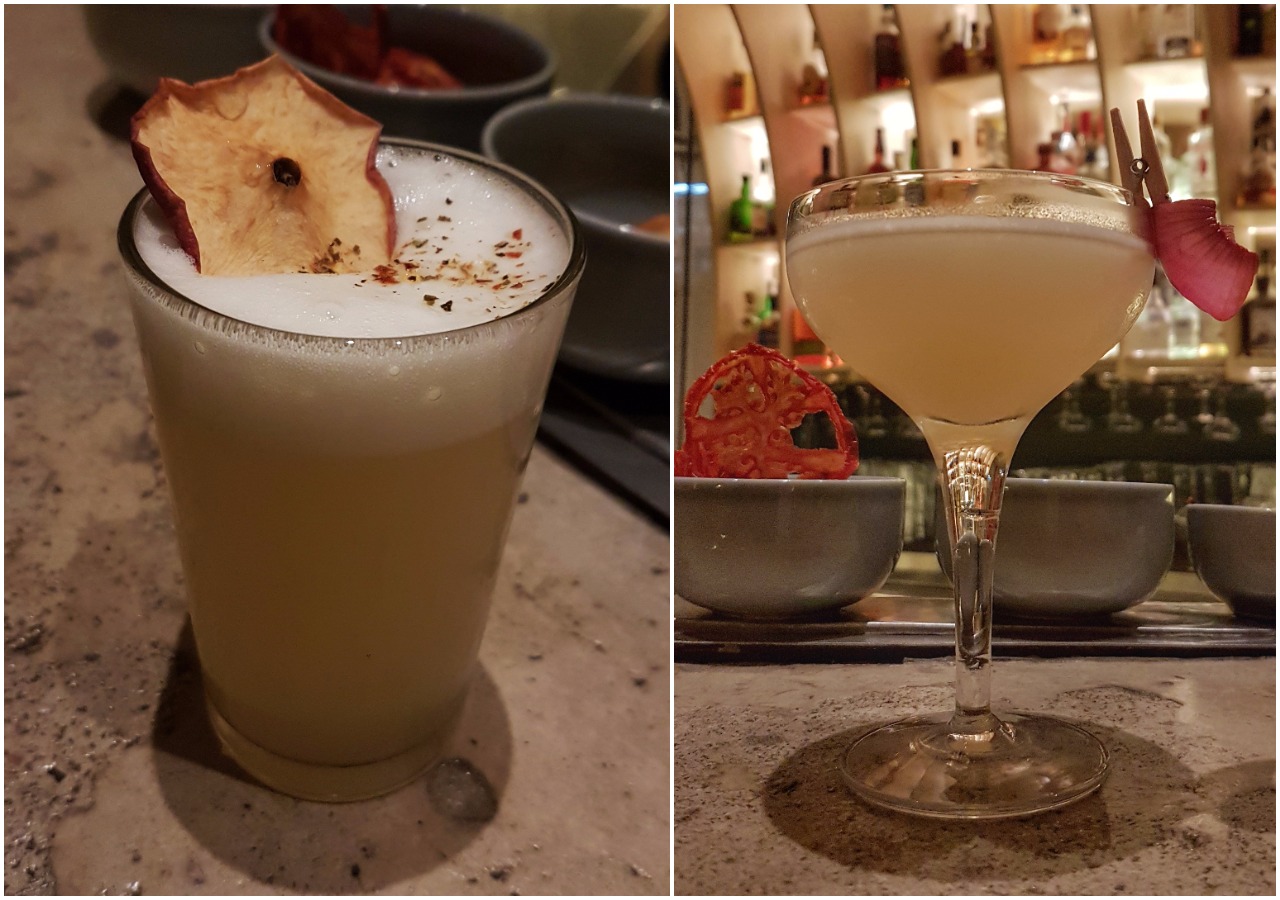 Laisse pas trainer ton fizz and P'tit Godet (Amer du Piemont, Gentiane, Sirop de Vanille, Falernum, Jus de Citron, Jaune Frais, Eau gazeuse.)