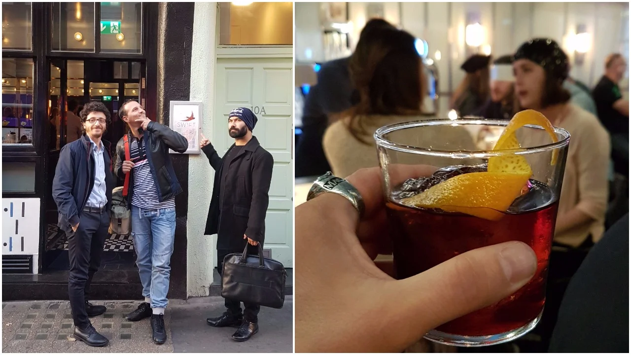 Left: The Italian crew; Right: A delicious aperitif at Swift