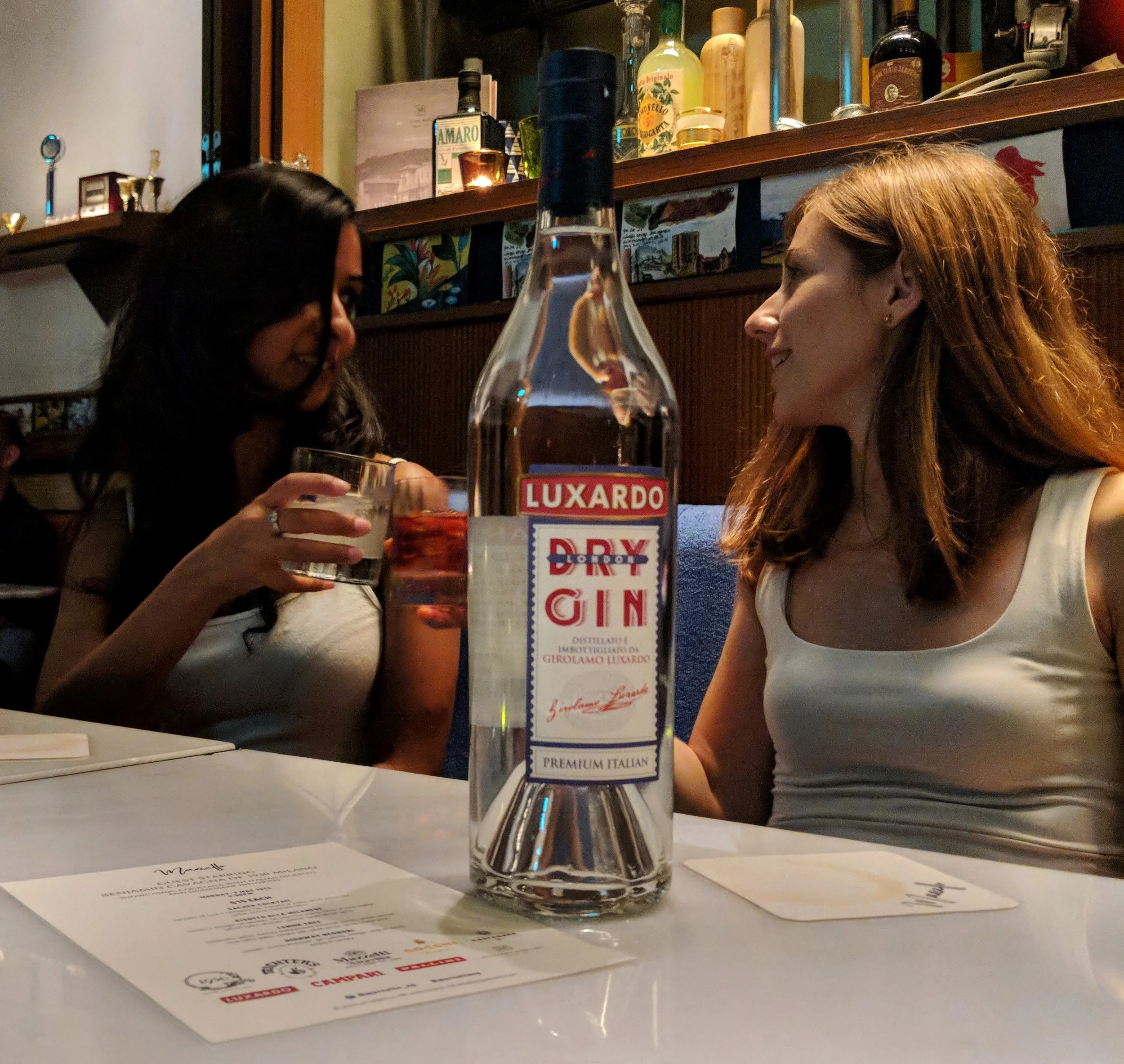 Trini and Erica enjoying two of Benjamin's drinks