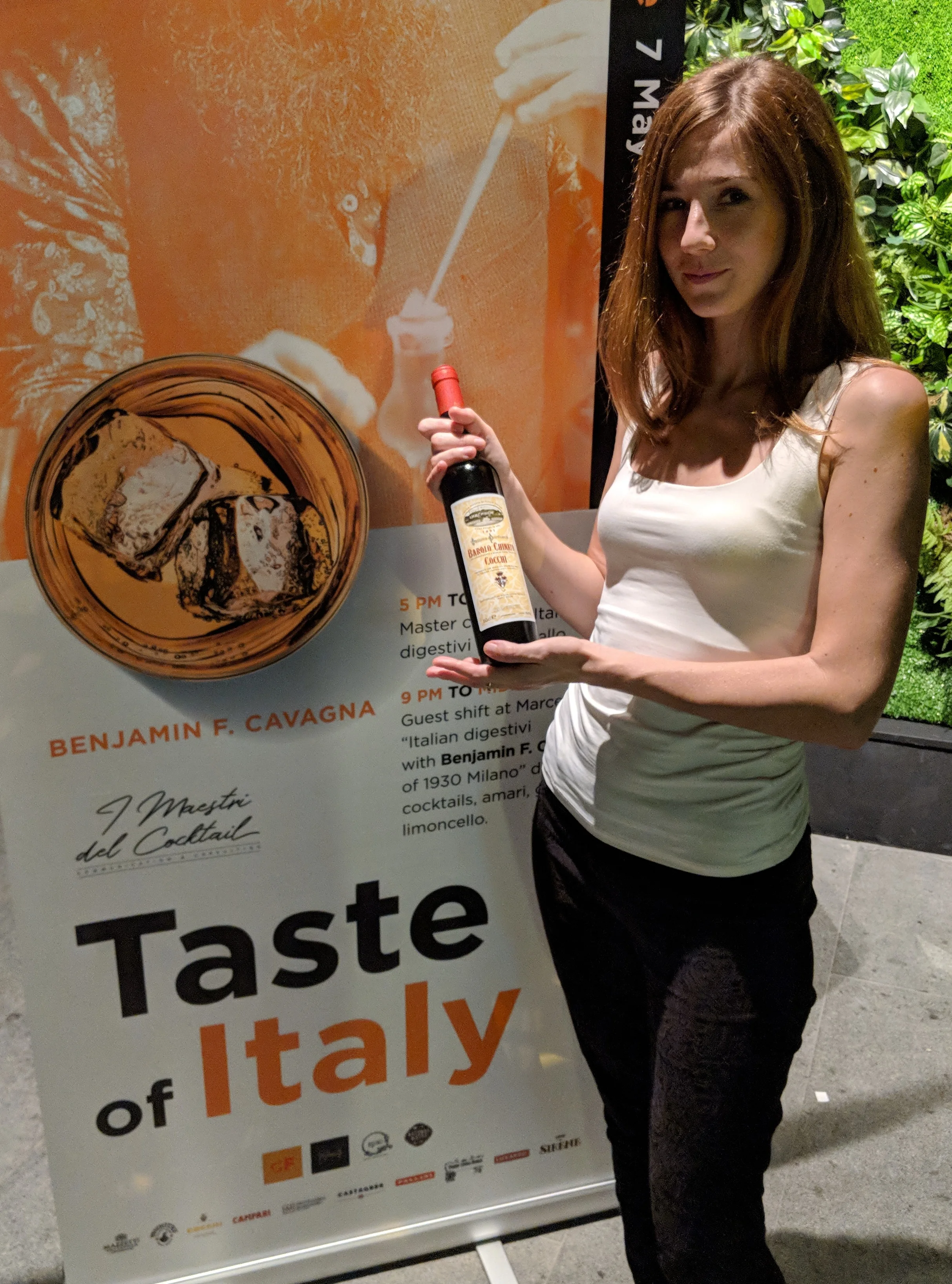 Erica with a bottle of Cocchi Barolo Chinato