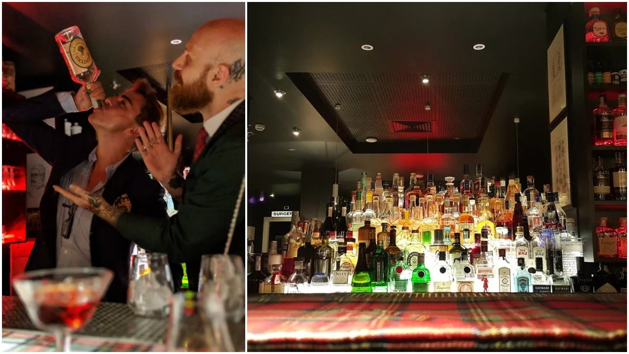 Galdi, Tucci and the slick bar area at The Yard