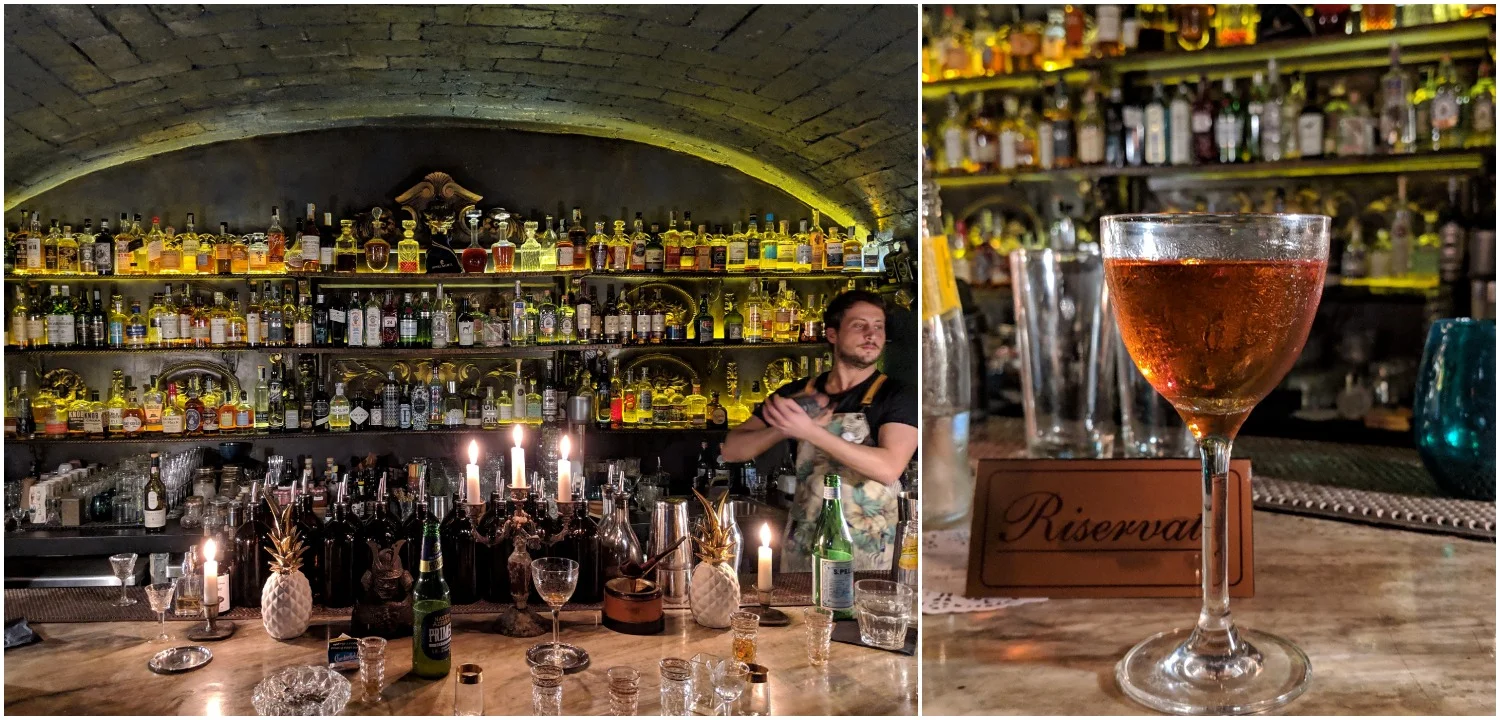 Federico behind the bar, La Plaka cocktail