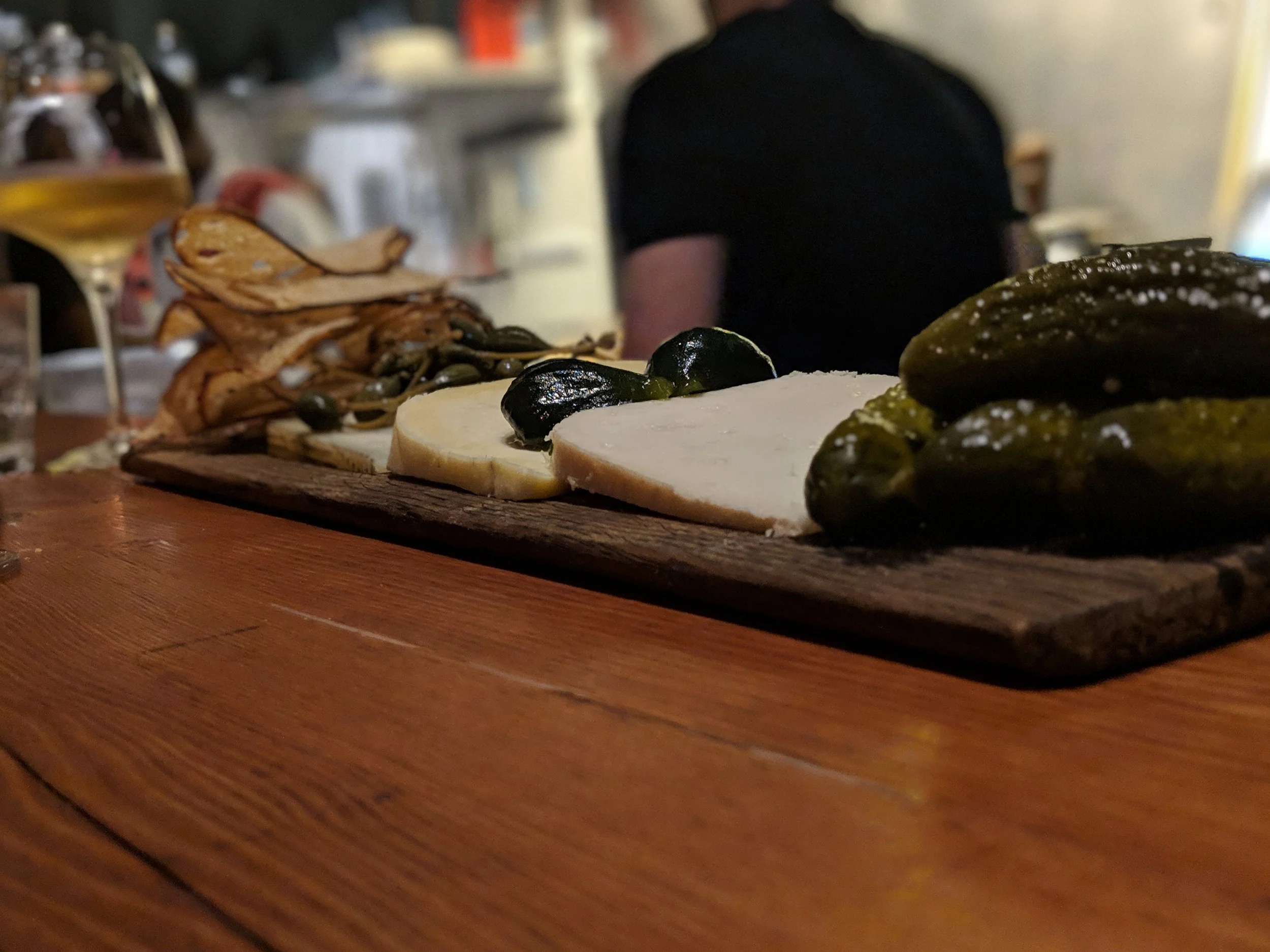 Cheese board with pickles