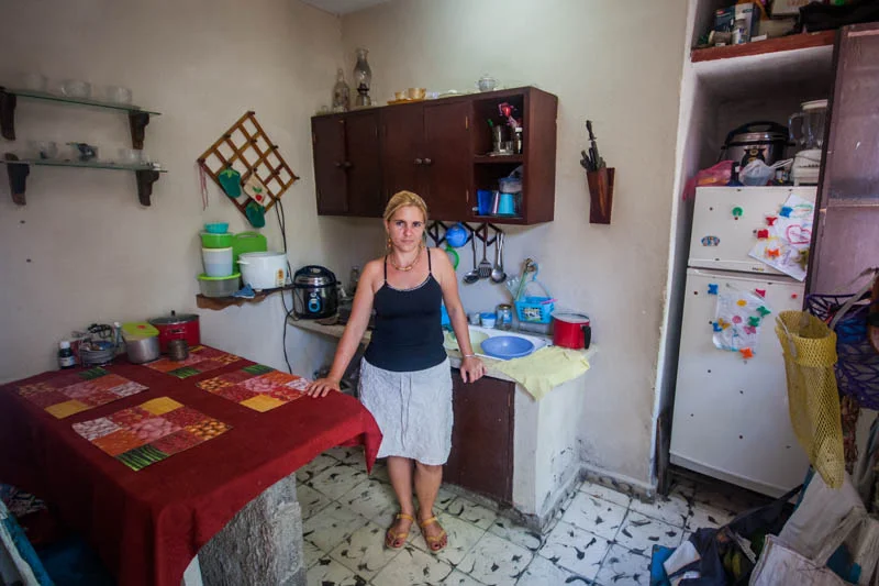 Yahíma García Sarduy in her kitchen in Cabaiguán, Cuba, July 2013.