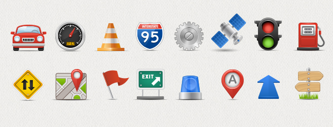 On-Road Navigation Icon Set