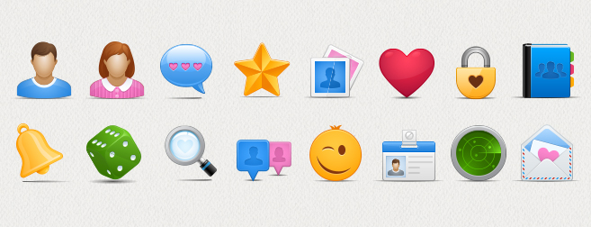 On-line Dating Icon Set