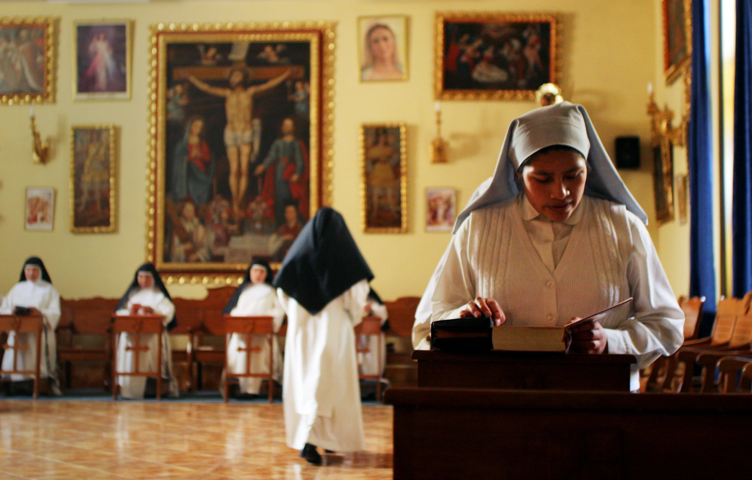 Sister Heidi focuses on meditation and Bible study after the group reading. The nuns get to know the Bible very well as it is one of the few books they are allowed to possess while living in the monastery.