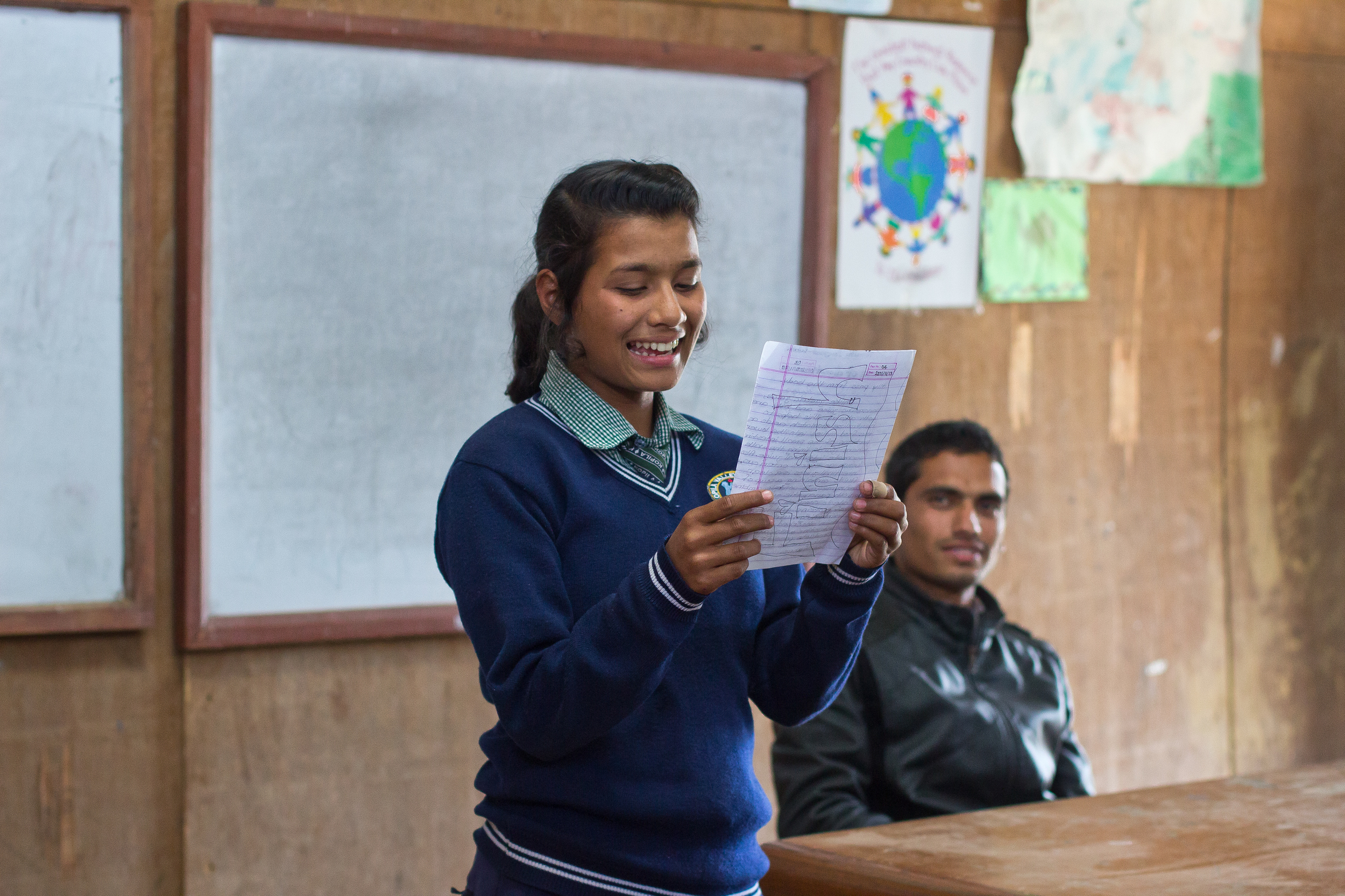  Kamala presents to her eighth grade class. 