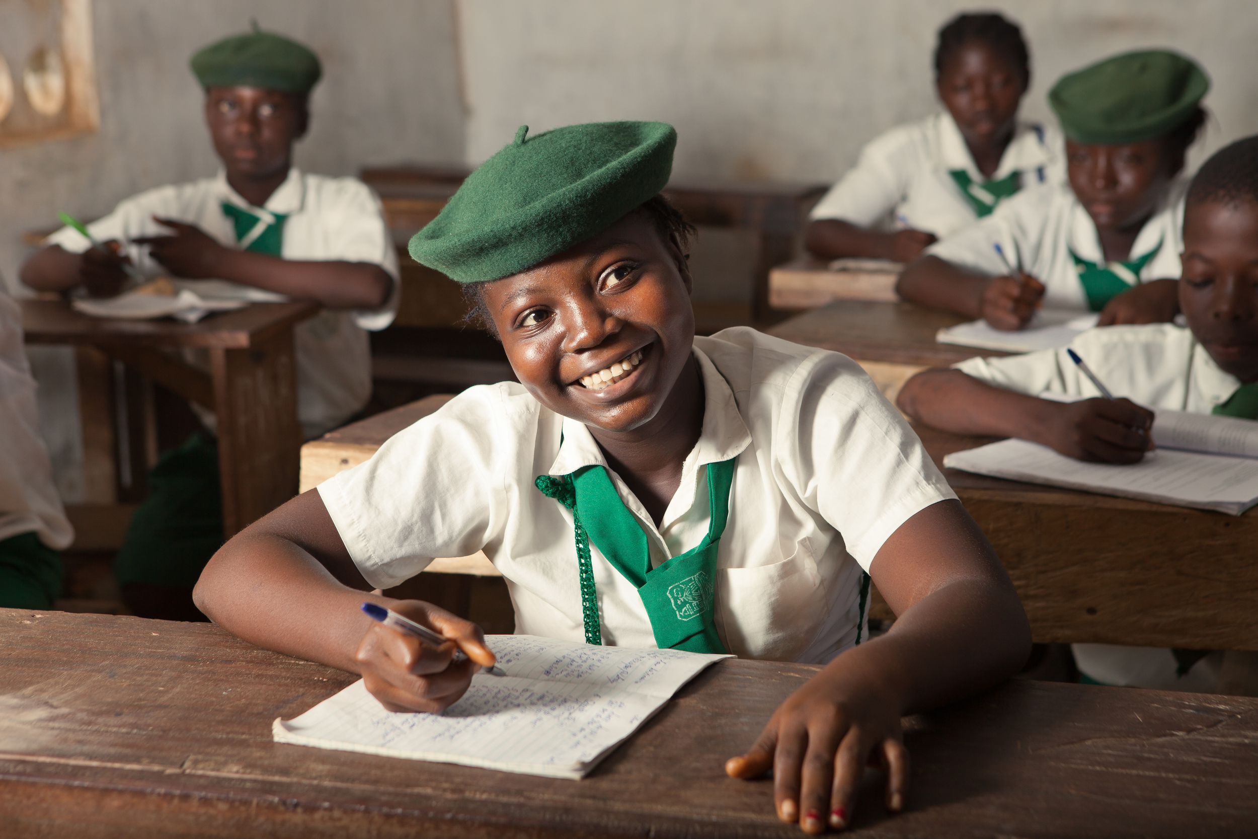  Mariama, a She's the First Scholar in Sierra Leone, poses in her classroom, Nov. 24, 2015. She wants to be a nurse when she finishes school. 