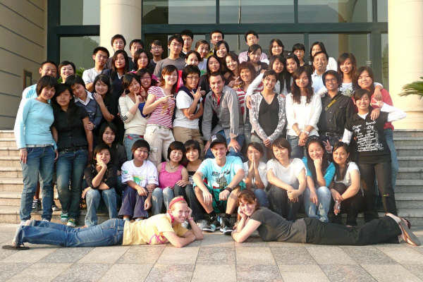 Me (front left), with several members of our UNC team, and the Shanghai International Studies University volunteer force. We made up only a percentage of the overall Web casting team!