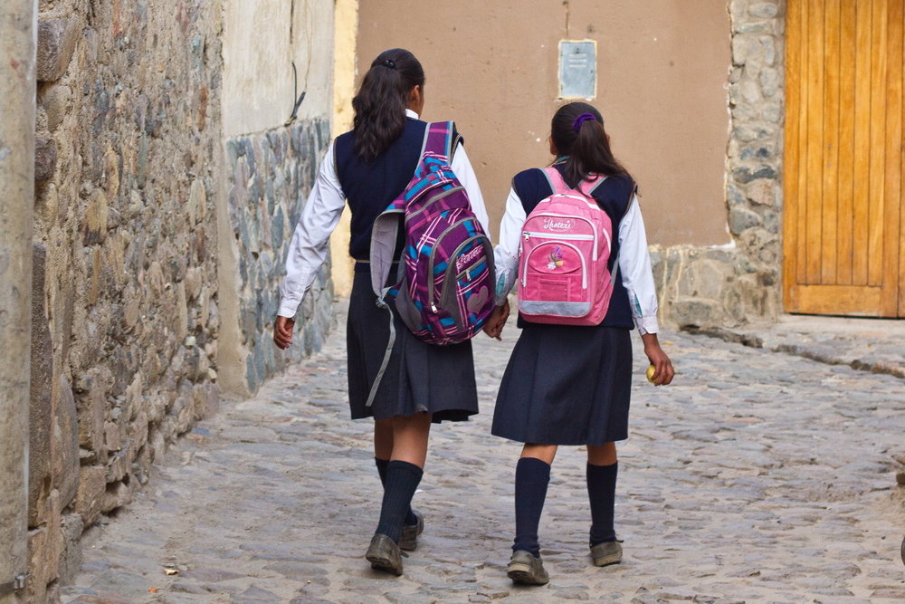  She's the First Scholars walk to school in Peru. 