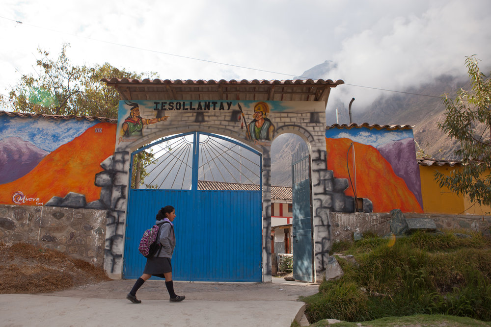  7:25am: Elizabeth enters the school gates a few minutes early, ready for the day to start.  