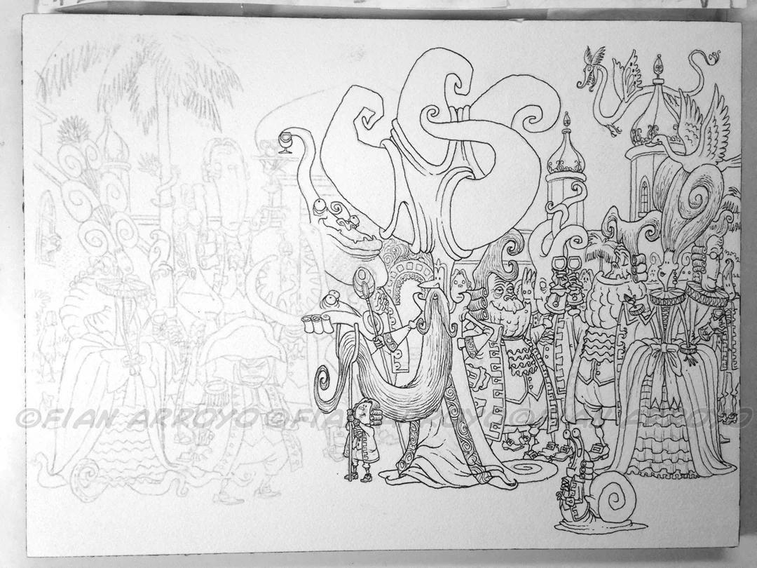 Starting the inking process. It is always a rush to get to this stage and to make it start to come to life.