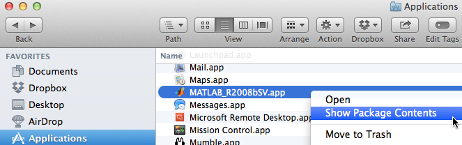 Show Package Contents in Finder