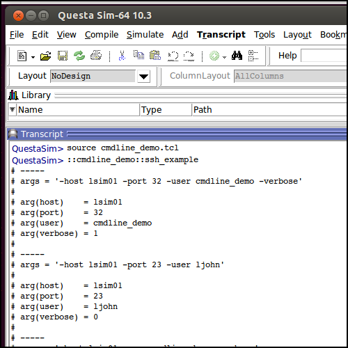 Showing Using Mentor Questa Run the Example