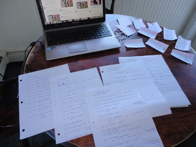 If you've ever wondered what creating a rehearsal schedule for camp looks like, it looks something like this!