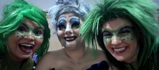 A "Squid Squad" selfie from behind the scenes on Saturday: Me, Amanda, and Kerry.