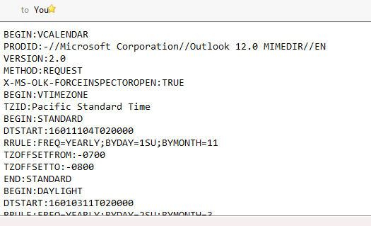 I&#8217;m not sure who to blame more: Thunderbird for no VCalendar support without an addon or Outlook for not including something human-readable. Let&#8217;s go with both are equally at fault.