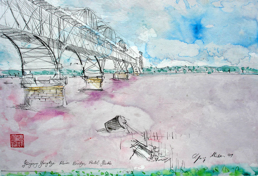 Juijang Yangtze River Bridge Pastel Shades
