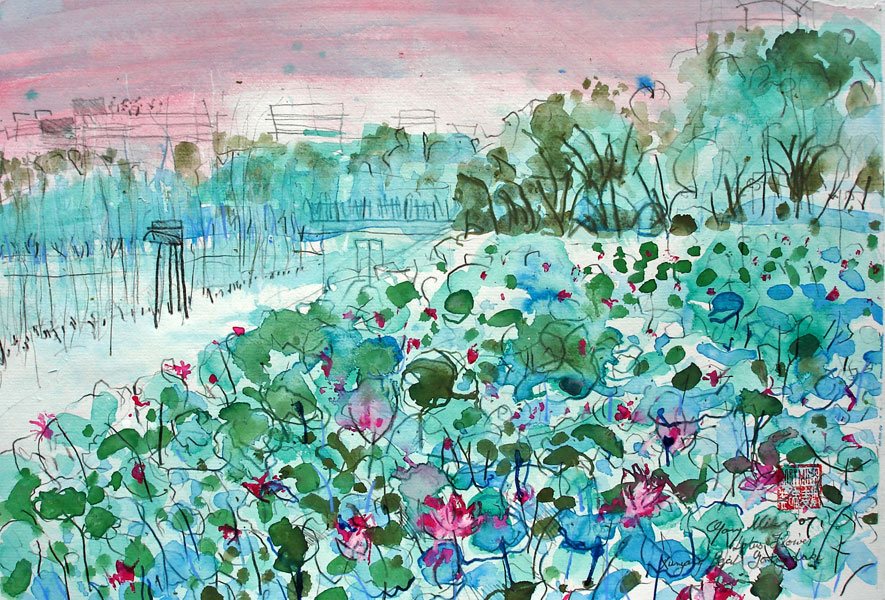 Lotus Flower and Pearl Lake