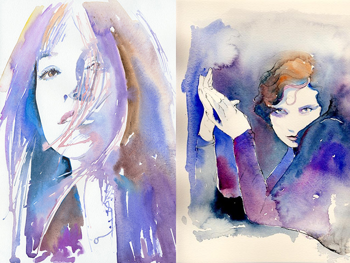 WATERCOLOR PORTRAITS OF FASHION ART FROM CATE PARR 