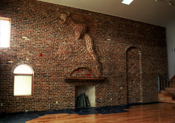 i was commissioned to design this art based addition to an existing home. the space was to be multifunctional as well as accomodating ADA needs. the chinese dragon was requested by the client; i designed and executed it along with 2 masons possessing a strong artistic bent.