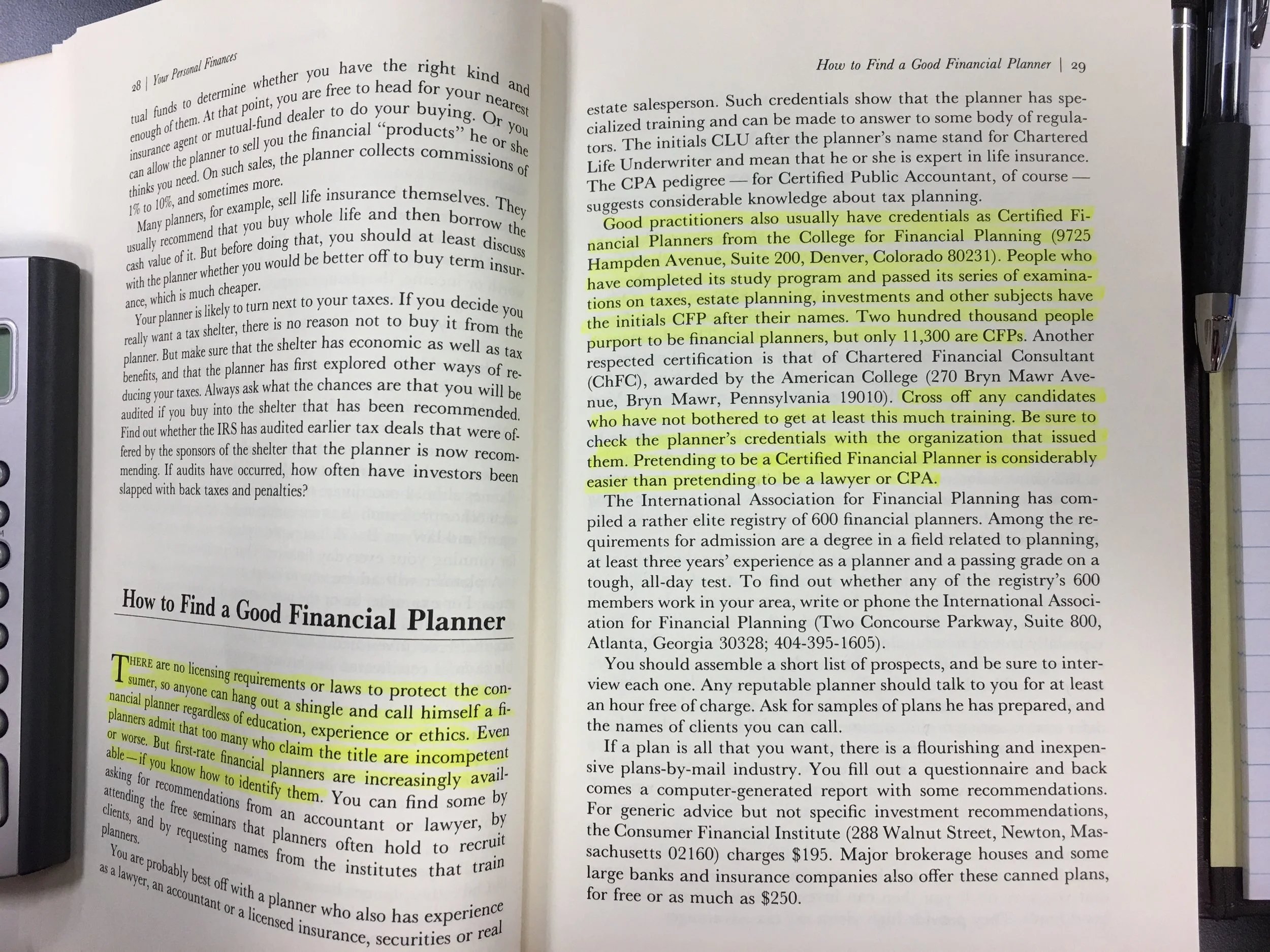 Marshall Loeb’s “MONEY Guide 1987” and his advice for finding a financial planner. I think there are a few more of us these days :-)