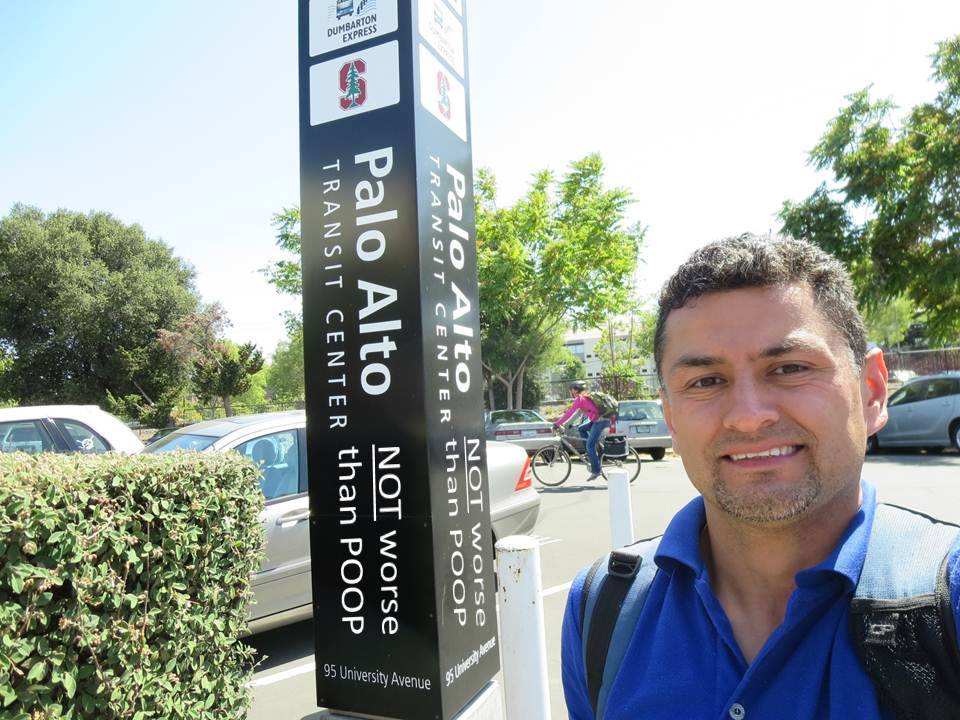Luis Villa at the Palo Alto transit center - our most recent #worsethanpoop selfie!