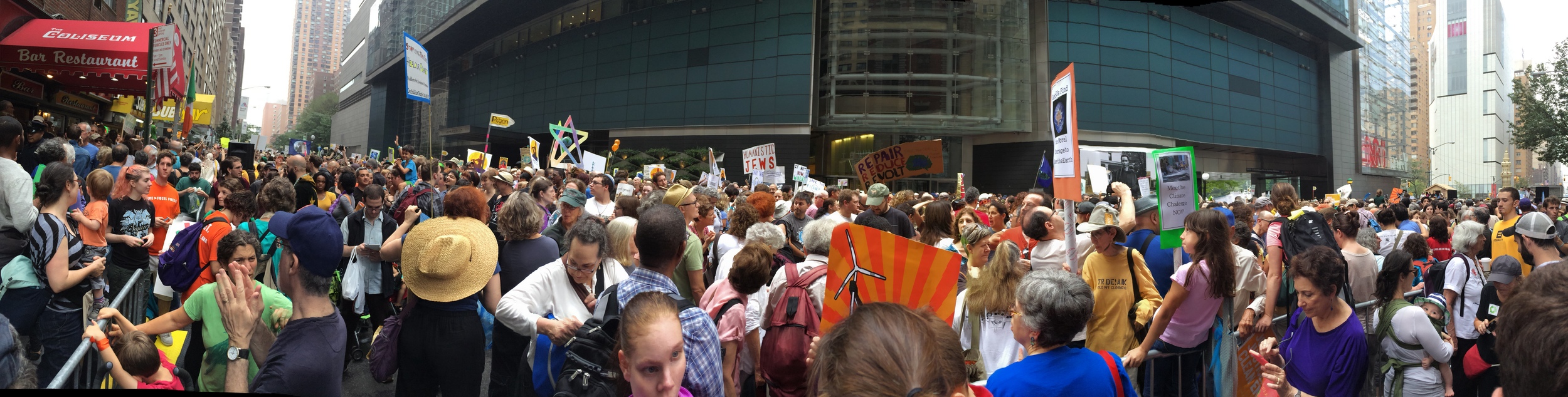 Waiting (and waiting and waiting!) with the Interfaith contingent on 58th St. for the march to begin.